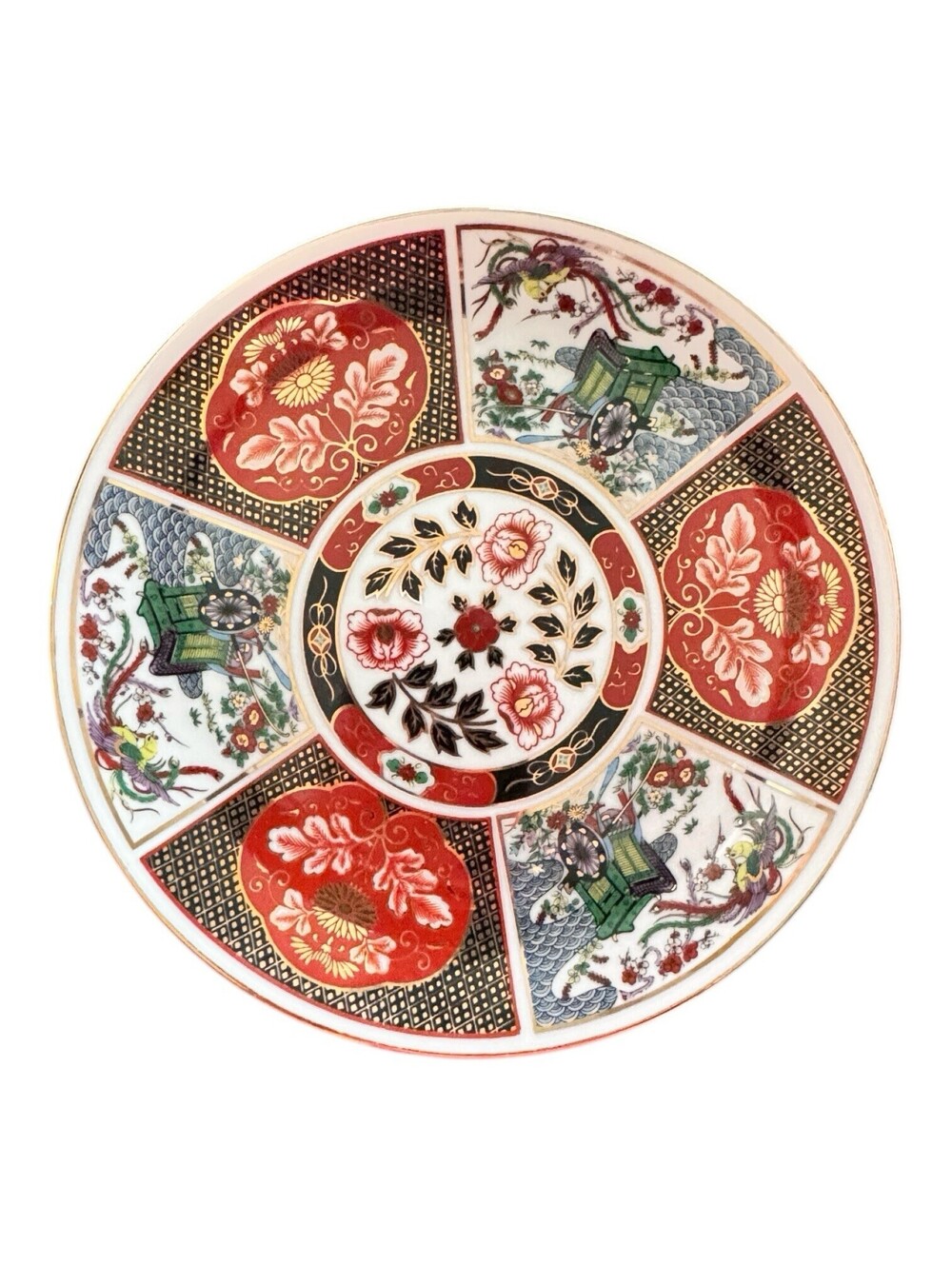 Heritage Mint Japan Imari Style 8” Plate Red Black Gold Floral Cartouche